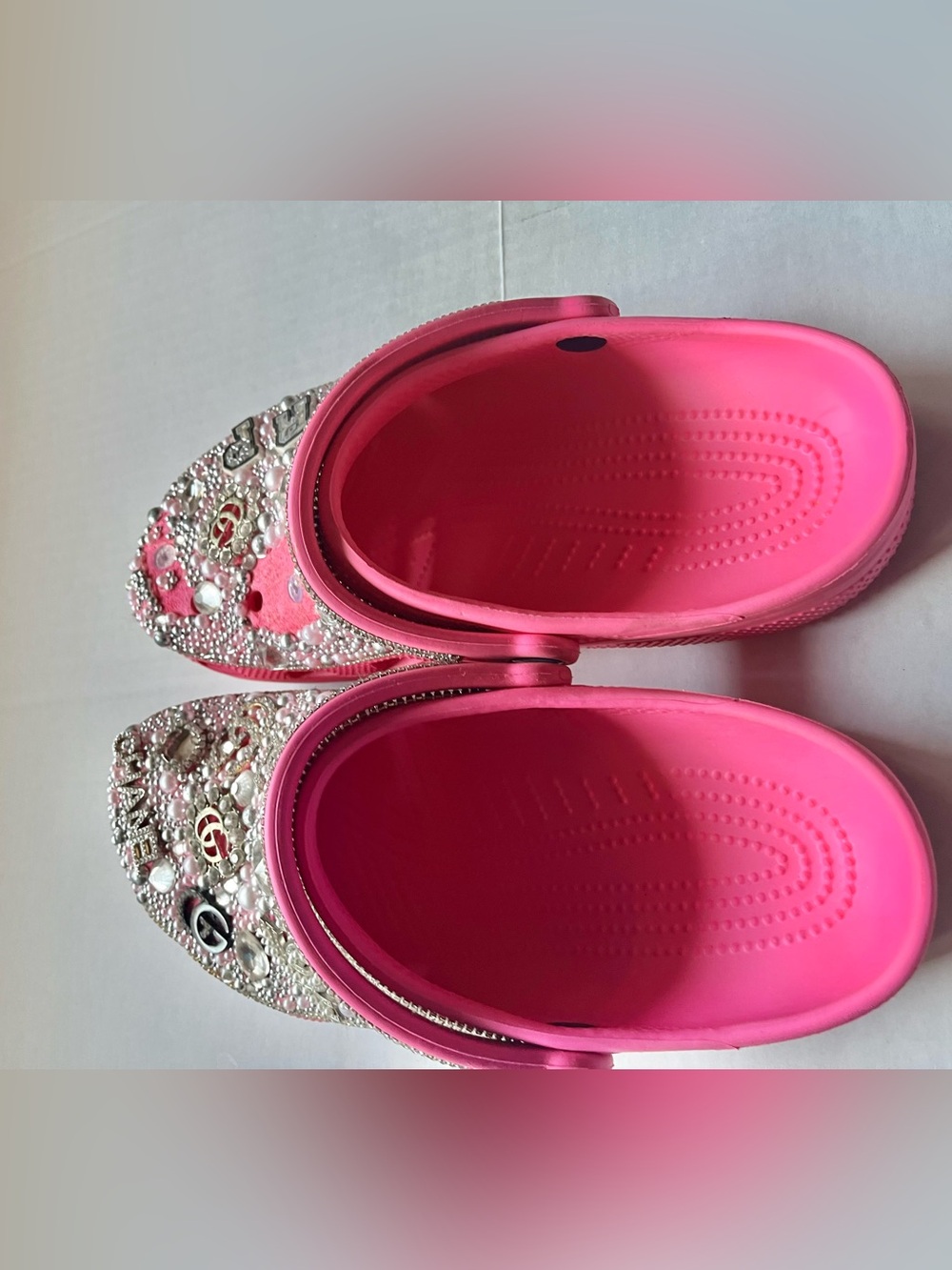 WOMEN'S PINK BLING CROCS (SIZE 10) / PERSONALIZED (PEARLS/RHINESTONES/JEWELRY) - Picture 10 of 10